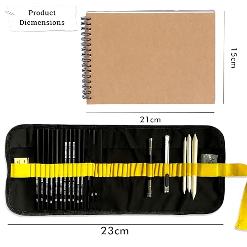 Image of DaKos Sketch Pencil Set - Drawing Pencil Set and Shading Pencil Set for Artists, with A5 Drawing Sketch Book, Perfect Sketching Kit of Charcoal Pencil and Shading Art (23 Pcs.)