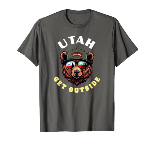 Utah Hipster Bear Illustration Get Outside! Nature Camiseta