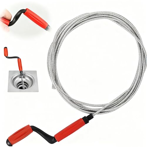 Rohrreinigungsspirale Universal 5m Abflussreiniger Spirale Abfluss Rohrreinigung für Hartnäckige Verstopfungen, Rohrreiniger Spirale für Toilette, Waschbecken und Badewannenabflüsse