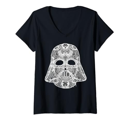 T-shirt Star Wars Darth Vader femme col V blanc vêtement mode geek