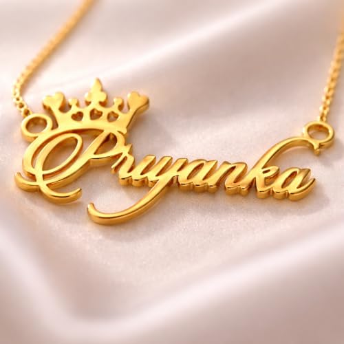 Image of Priyanka Cursive Gold & Silver Name Pendant Necklace, Best Jewelry Gift for Girls.