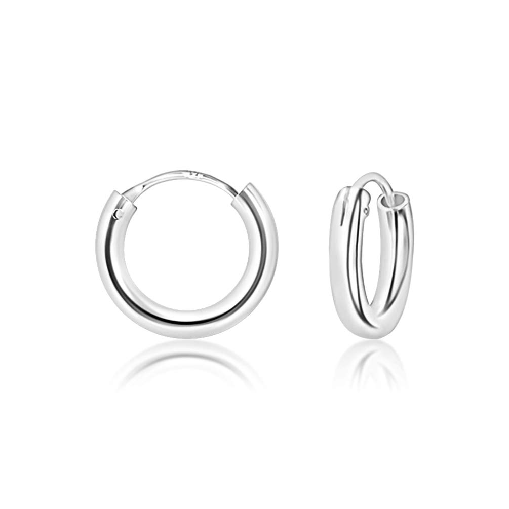 DTPsilver Pendientes Aro - Aros Plata Mujer - Pendientes Plata de Ley 925 - Creoles - Aros Pequeños Medianos Grandes - Espesor 2 mm - Diámetro 10, 12, 14, 16, 18, 20, 30, 35, 40, 50, 60, 70, 80 mm