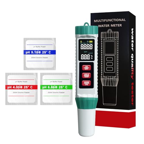 Mesenymm 5 in 1 Digital PH Meter, 0.01 High Accuracy ph Tester Digital for Water TDS/EC/Salt/Temp/PH Pen, pH PPM MeterWater Tester Drinking Water, Hydroponics, Plants, Aquarium and Pool