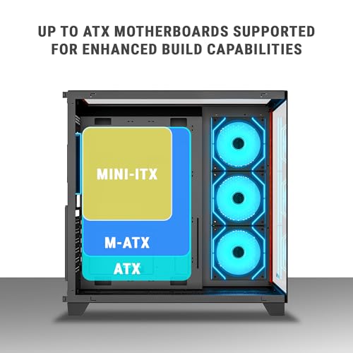 Image of Ant Esports Crystal Wood ATX Mid-Tower Computer Case /Gaming Cabinet with Type-C - Black | Support ATX, Micro-ATX, Mini-ITX | Pre-Installed 4 ARGB Infinity Mirror Fans
