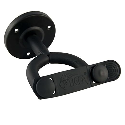 Tiger - Soporte de pared para guitarra (con ganchos adaptables), negro