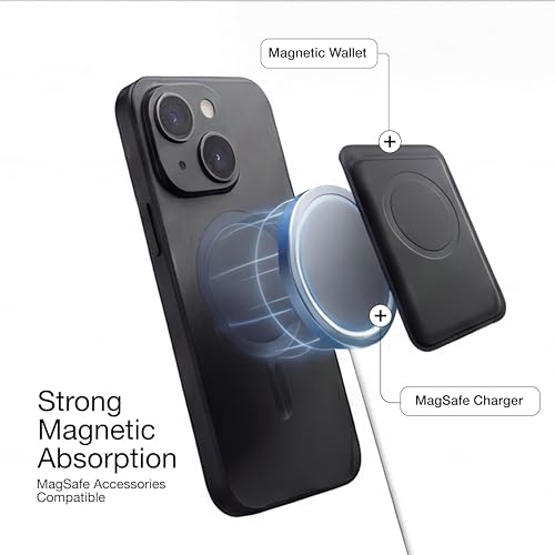 Image of amazon basics Premium Mag-Safe Case for iPhone 15 | Shockproof & Anti-Scratch Cover | Soft Silicone with Wireless Charging | Camera Lens Guard - Black