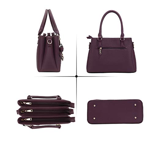 Image of KKXIU Women Satchel Bags Handle Shoulder Handbags and Purses Pockets Zipper Leather Crossbody Bags