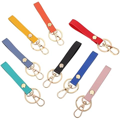 COHEALI Wristlet Strap for Key, 8Pcs Hand Wrist Lanyard Key Chain Holder PU Leather Mixed Color Cover