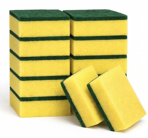 Image of Kitchen Cleaning Sponges, 12 Pack Non-Scratch Scrubber Sponges for Dishes, Pots & Pans, Heavy Duty Multi-Purpose Dish Sponges