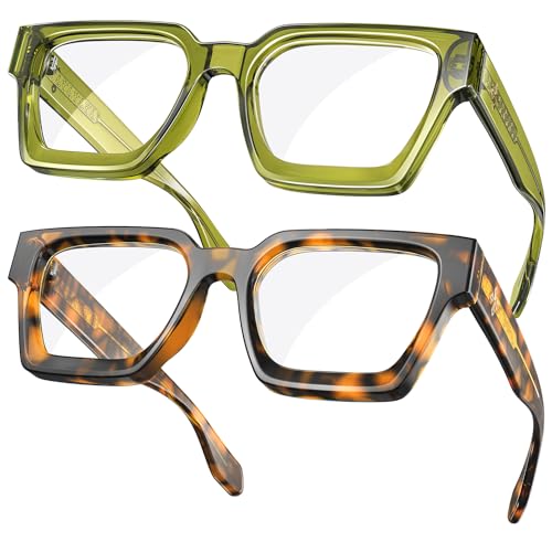 VISOONE Rectangle TR90 Non-Prescription UV400 Anti-Glare Computer Glasses | 99% Digital Screen Filter Vintage Clear Lens Frame Oversized Preppy Stylish Gaming Blue Light Blocking Women Men RIVER