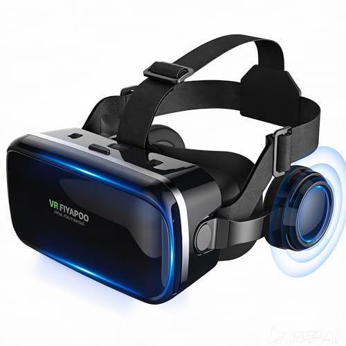 FIYAPOO Gafas VR 3D con Auriculares - Gafas Realidad Virtual de Niños para Películas y Juegos, Compatible con Teléfonos Android y iPhone de 4,7 a 6,8 Pulgadas, Niños.