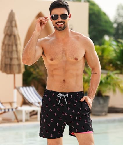 Image of APTRO Men's Swim Trunks with Compression Liner 5 Inch Bathing Suit Beach Swimsuits