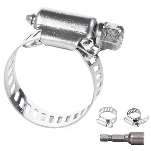 1-1/2 Inches Hose clamps 304 Stainless Steel Worm Gear Hose Clamps 10 Pcs Fuel Line Pipe Clamps