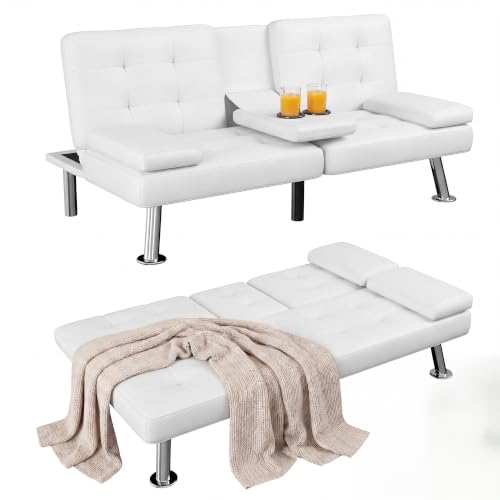 Homall Futon Sofa Bed, Leather Futon Couch with Removable...