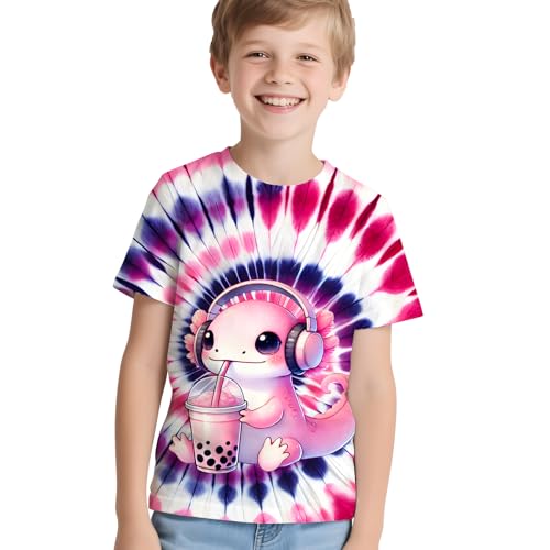 Image of Kids Neon Tie Dye Shirt for Boys Girls Tie-Dye T-Shirt Hippes Tshirt Senior Children Tee Size 6-16 Years Age