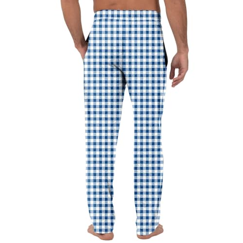 Pants For Men,Soft Loose Casual Comfy Plaid Pajama Pants Button Fly Stretchy Drawstring Pjs With Pockets, S-3XL4