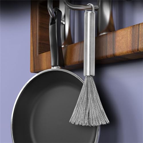 Image of Kitchen Brush, Pan Scrubber, Pot Brush, Pot Scrubber, Dishes Scrub Brush, Steel Scrubbers for Cleaning Dishes, Steel Wool Scrubber with Handle, Steel Scrubber, Steel Scrubber Brush