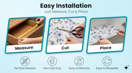 Image of Dribble (45cm X 300cm) Eva Shelf Liner Mat Roll, Non Slip Drawer & Cabinet Liner for Kitchen, Waterproof Oilproof Washable Fridge Mat, Anti Skid Multipurpose Mat (Spring Lavender Purple)