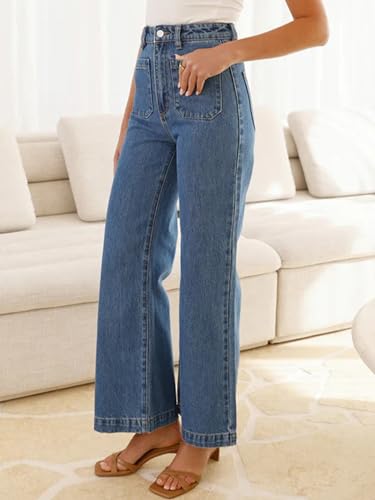 Conshvi Women's Wide Leg Cropped Jeans High Waisted Baggy Capris Jeans Loose Boyfriends Stretch Denim Ankle Pants3