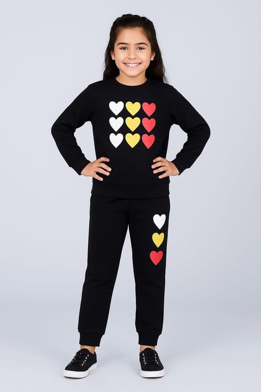 Image of Kids Cartoon Print Sweatshirt and Joggers Set | 2-Piece Winter Outfit for Boys & Girls | Soft, Warm & Comfortable Tracksuit | Perfect Winter Wear (Size) Colour