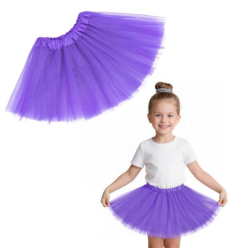 Zando 4 Layers Purple Tutu Girls Tutu for Toddler Girls Kids 2-8 Years Halloween Princess Puffy Tulle Elastic Waist Dance Skirt Birthday Party Affordable Soft