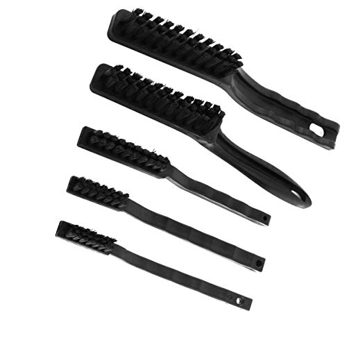 Aexit 5 Pcs Audio Cables 5 Size Black Plastic Handle PCB ESD Anti Static Fiber Optic Cables Cleaning Brush