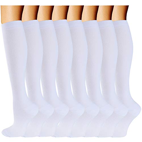 ACTINPUT 8 Pairs Compression Socks Women & Men -Best Medical,Nursing,Travel & Flight Socks-Running