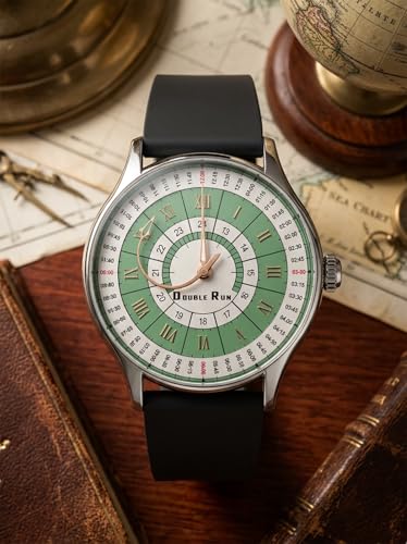 Image of DOUBLERUN Analog Watch, Silicone Strap, Roman Numerals, 24-Hour Display