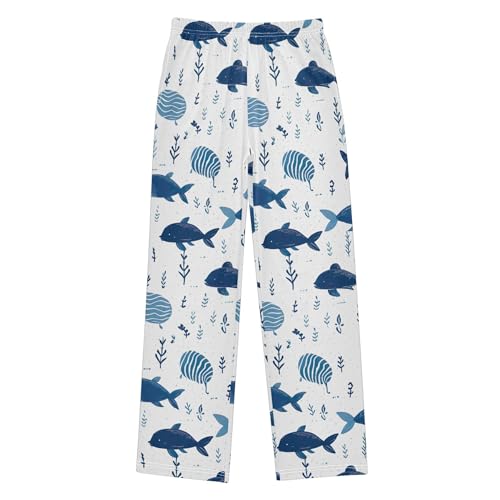 Fish Long Pajama Pants Elastic Waist PJ Bottoms with Pockets S A1105002