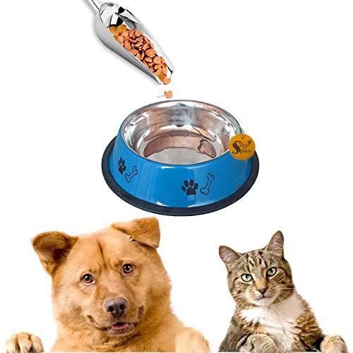 Sage Square Heavy Quality, Round Shape, Anti Skid, Stainless Steel Food/Drink Bowl for Dog/Cat/Other Pets (Medium Size) (Blue) (B07PG191YS) Amazon Price History, Amazon Price Tracker