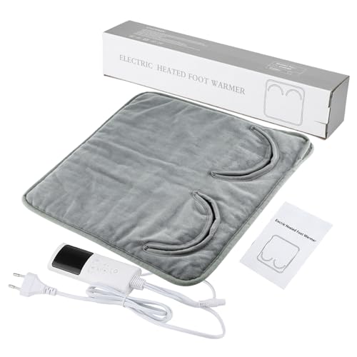Calentador Pies Eléctrico, 2 en 1 y Almohadilla Térmica con 9 Configuraciones de Calor, 4 Temporizadores, Almohadilla Térmica Eléctrica de Doble cara de Calentamiento Rápido para Pies, Espalda