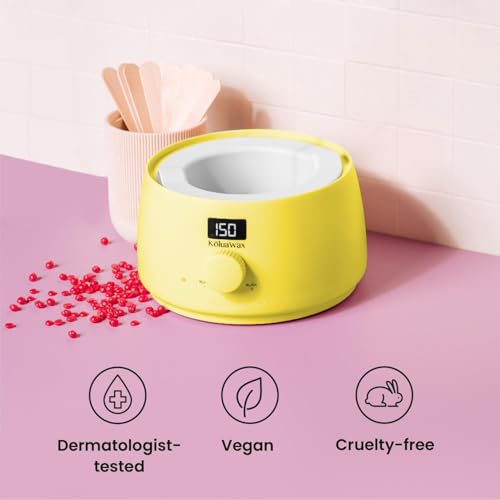 KoluaWax Premium Waxing Kit for Women - Hot Melt Hard Wax Warmer for Hair Removal, Eyebrow, Bikini, Legs, Face, Brazilian Wax - Machine, 4-Pack Beads, Accessories, Sun