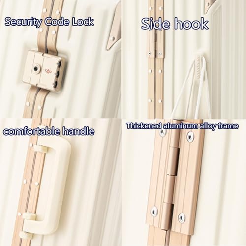 Suitcase Carry on Luggage with Aluminum Frame 20 Inch PC Hardside Lightweight Suitcases with Wheels with Cup Holder,White,20in3