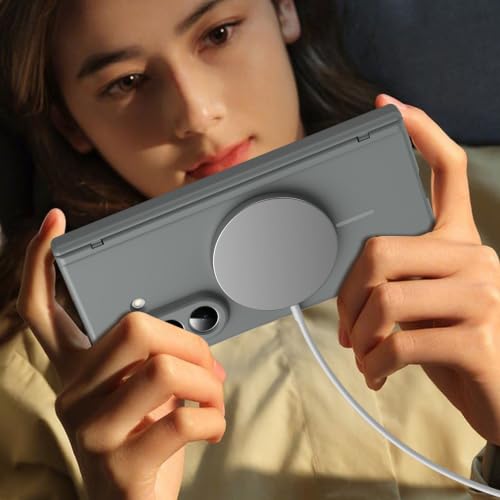 Image of TechTrendz Cover for Samsung Galaxy Z Fold 8 Ultra Case with Built-in Screen Protector & Hinge Protection, Z Fold 8 Ultra Magnetic Case Full-Body Slim Phone Case Cover - Grey