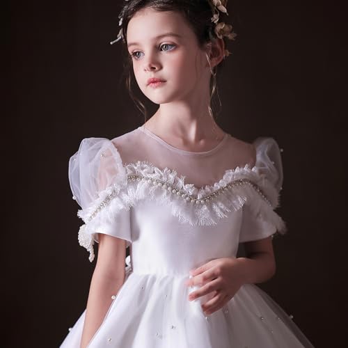 Flower Girl Dress Ruffle Satin Lace Tulle Beads Flower Decoration Toddler Wedding Birthday Party Evening Dress4