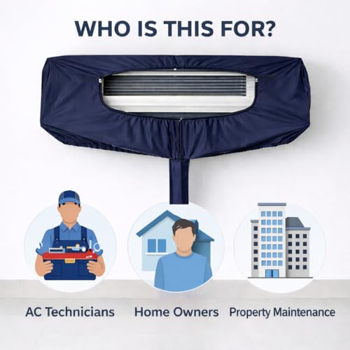 Image of Polyester Waterproof Split AC Indoor Unit Wash Cleaning Bag Cover | Reusable AC Service Cover for Coil Cleaning, Dust & Splash Protection (Parachute Fabric, 48)