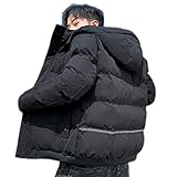 [KAPE1] 中綿ジャケット ダウンジャケット ダウンコート アウター 服 4XL 外套 ジャンパー 厚手 ボリューム 撥水 防風 保温 防寒 くろい 動きやすい 柔らかい カジュアル ストリート フード付き 冬物 冬服 オシャレ 男性 秋 冬 秋冬 メンズ