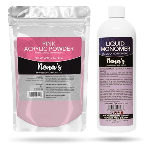Nena's 16oz Acrylic Liquid monomer + 16oz Clear Acrylic Powder