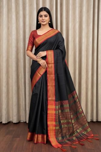 Image of SUPERLAXMI Womens Narayana Pattu Narayanpeth Cotton Silk Saree with unstitched blouse