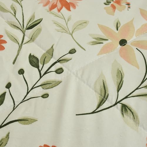 Image of Florida Microfiber Floral Double Bed Comforter | 220x240 cm | 180 GSM | Soft Reversible Lightweight Comforter for All Seasons Offwhite