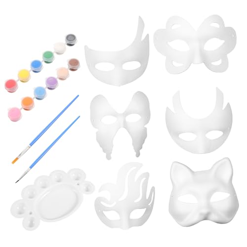 Abaodam Halloween Candy Bags Reusable Paper Blank Masks Diy Masquerade Ball Masks 24pcs