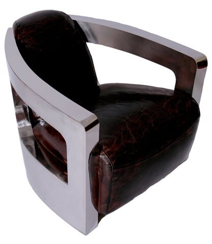 Design-Clubsessel Mars Chrom und Vintage-Leder Echtleder Sessel Vintage Cigar Dunkelbraun Design-Clubsessel Mars Chrom und Vintage-Leder Echtleder Sessel Vintage Cigar Dunkelbraun