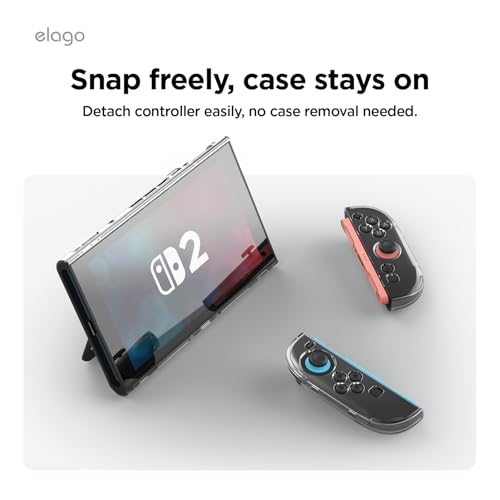 Image of elago Clear PC Case for Nintendo Switch 2 | Slim, Hard PC Shell Cover, Shock Resistant, Full Body Protective Cover, Comfortable Grip, Anti-Scratch (Transparent)
