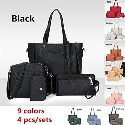 Baoblaze 4PACK Bolsa De Couro Feminina Bolsa De Ombro Bolsa Bolsa Titular De Cartão Conjunto De Saco
