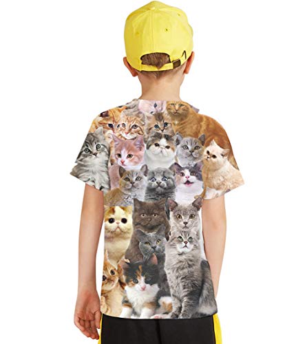 Image of Linnhoy Kids 3D Print Fashion Graphic T-Shirts for Boys Girls 6-16 Years | Unisex Colorful Short Sleeve, Crewneck, Breathable Fabric, Suitable for Daily Sport Festival Wear