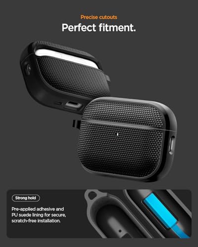 Image of Spigen for AirPods Pro 3 Case, Classic Fit Compatible with AirPods Pro 3rd Generation Case (2025), Premium Fabric Cover with Carabiner - Black