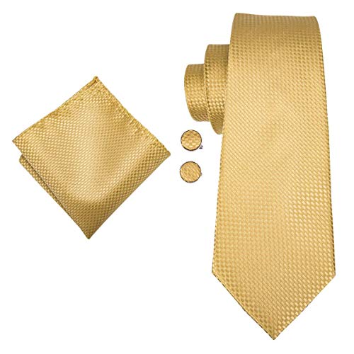 Image of Dubulle Mens Paisley Striped Tie Woven Necktie for Men and Handkerchief Cufflinks Set Wedding Formal Business