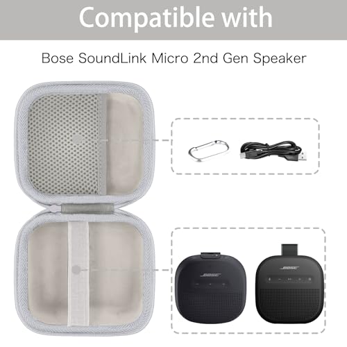 Image of for Bose New SoundLink Micro 2nd Gen Portable Bluetooth Speaker Hard Protective Case, Portable Travel Case with Carabiner (White) - co2CREA