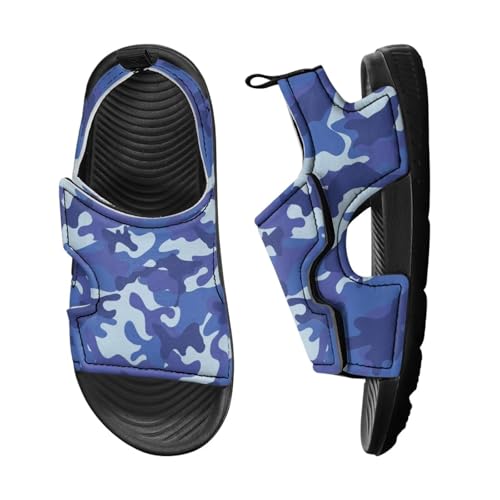Cugasmaru Toddler Sandals Boy Size 7 Camouflage Print Slides for Kids Little Boy Sandals Blue Summer Shoes for Pre-Teen Girls Slip On Summer Slides Beach/Pool Shoes