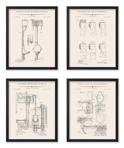 Poster Master 4-Piece Water Closet Patent Print - Toilet Paper